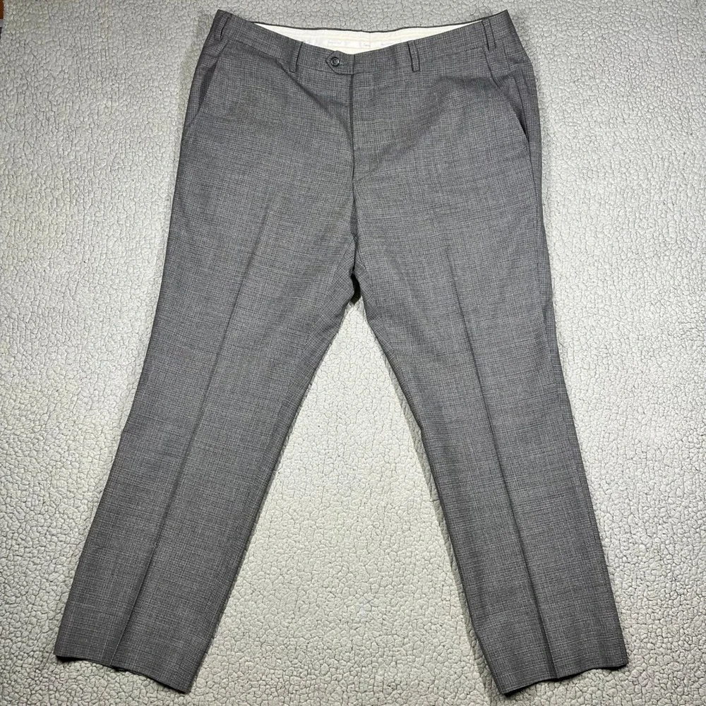 Santorelli Romeo Mens 40 Grey Virgin Wool Flat Front Dress Pants Italy F14T-351